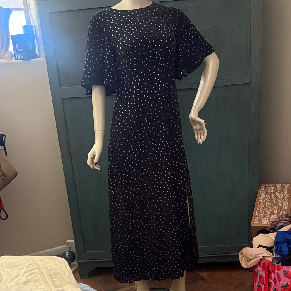 Stunning Elegant Black Polka Dot Dress Eur L